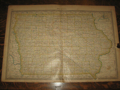 1883 Hardesty's Encyclopedia Map of Iowa, IA. USA Copper Plate Print