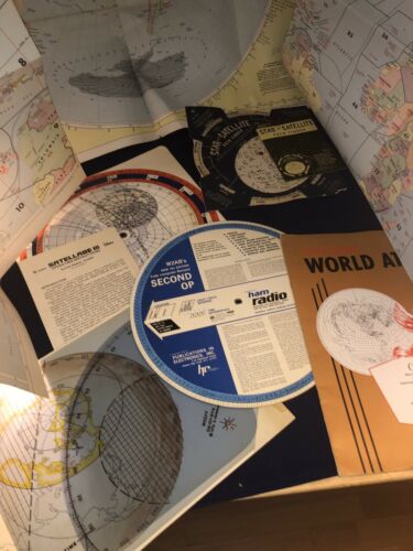 Vintage Radio Amateur's World Maps And Satellite Plotter Dials - Rare Antiques