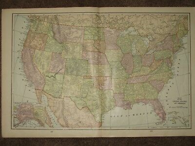 1901 UNITED STATES ANTIQUE MAP Geo CRAM Atlas 22 x 15 Original
