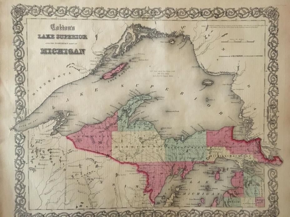 J.H. Colton’s 1859 Atlas Map of Lake Superior and Michigan