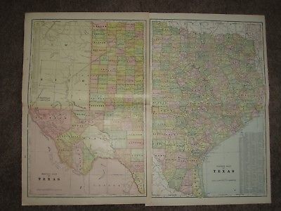 1901 TEXAS INDIAN TERRITORY OKLAHOMA ANTIQUE MAP Geo CRAM Atlas 22 x 15 Original