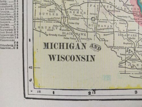 Vintage 1902 WISCONSIN MICHIGAN Map 22x14 ~ Old Antique Original KINGSFORD MAPZ