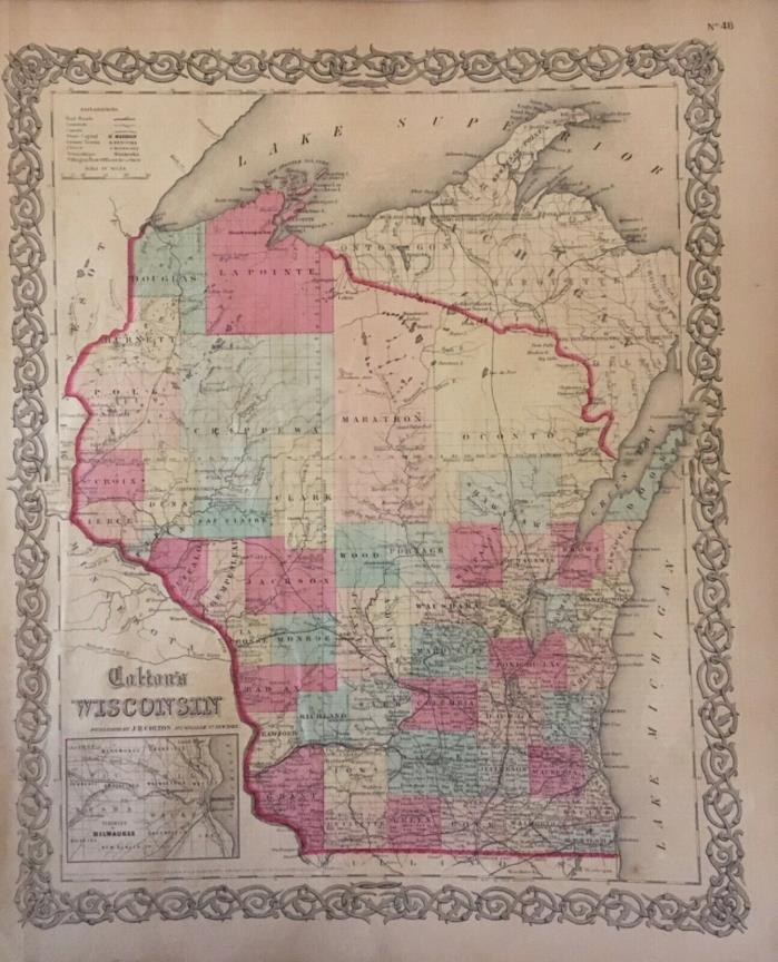 J.H. Colton’s 1859 Atlas Map of Wisconsin