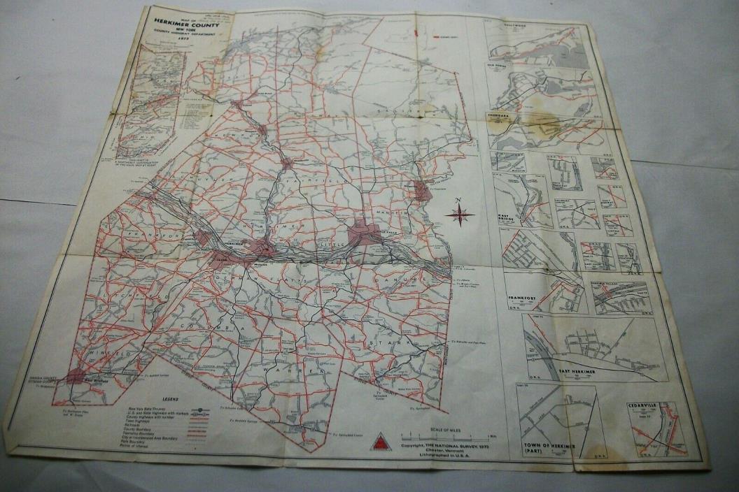 1973 Herkimer County New York Highway Dept Map