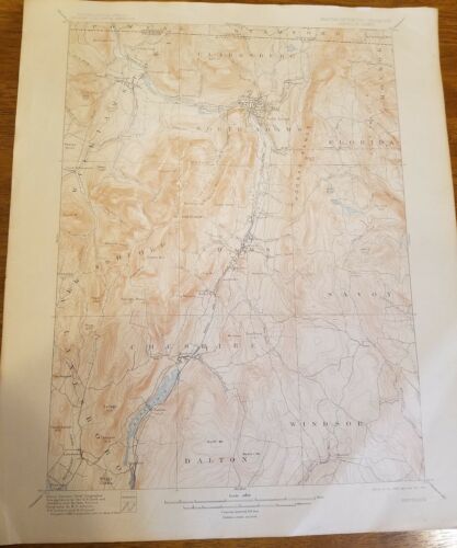 Massachusetts -Vermont Greylock Sheet 1909 Geological survey Map 16.5 x 20