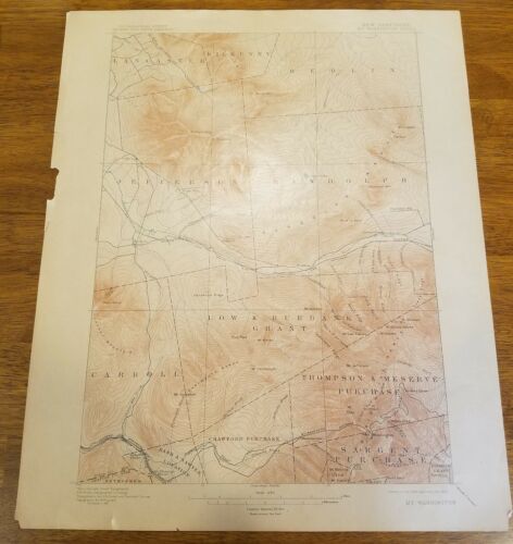 1910 topography map state of New Hampshire 20x16.5 Mount Washington sheet