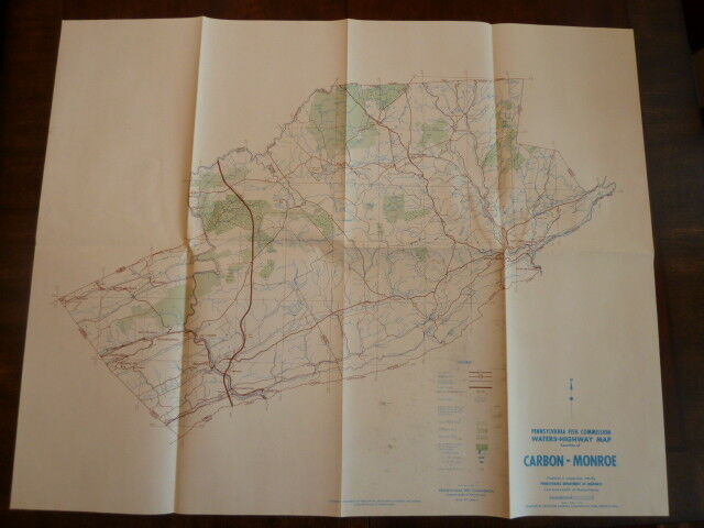 1958 PENNSYLVANIA FISH COMMISSION WATERS STREAMS HIGHWAY MAP CARBON MONROE CO.
