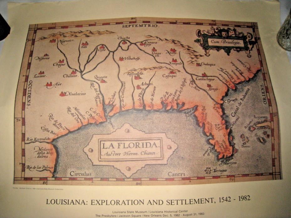 Map Florida La Forida Abraham Ortelius 1584 Louisiana Exploration And Settlement