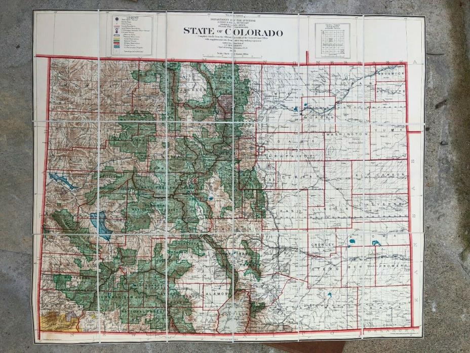 Vintage Colorado map 1921 US Department of Interior plus ephemera letters etc