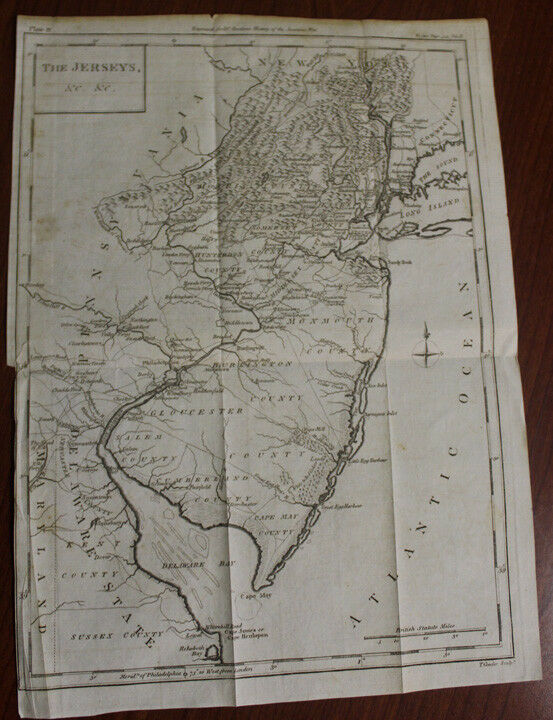 1788 Map of New Jersey During the Revolutionary War, 13x10