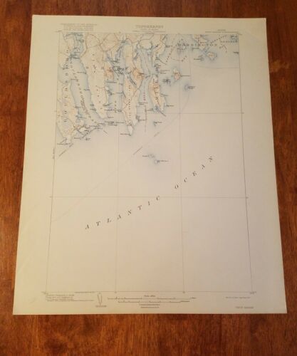 1917 u.s. Geological Survey topography map of Maine petit Manan quadrangle 20x16