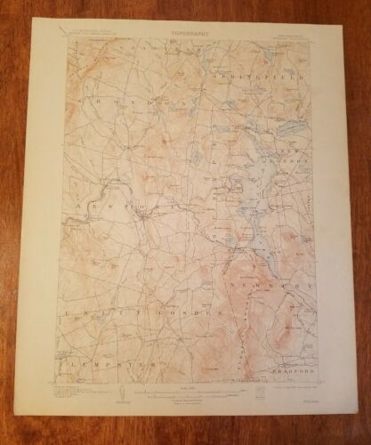 1912 New Hampshire Sunapee quadrangle Geological Survey topography map 20x16.5