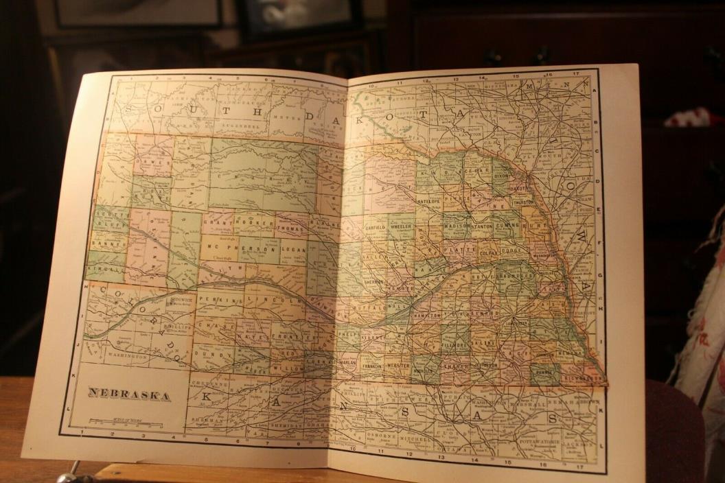 Antique 1895 Map NEBRASKA