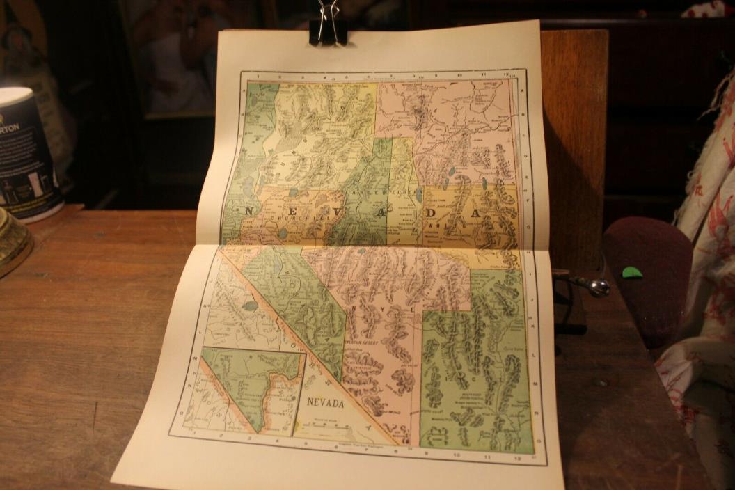 Antique 1895 Map NEVADA