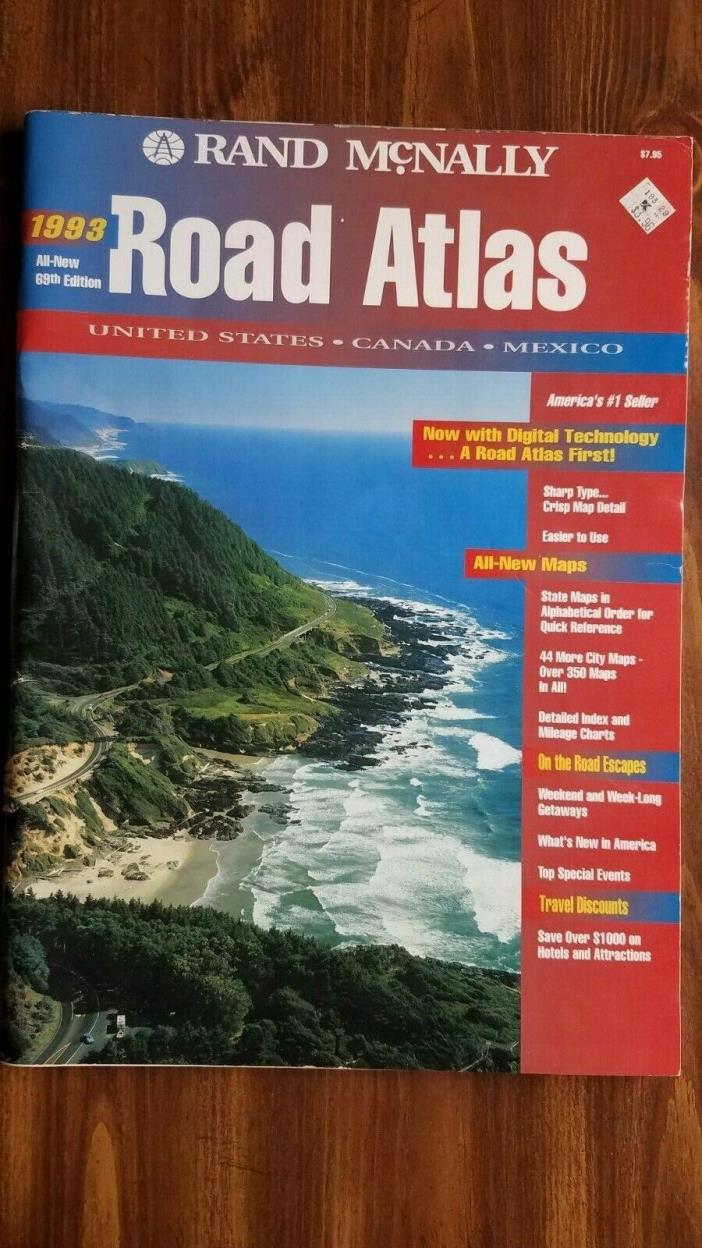 Rand McNally Road Atlas US - Canada - Mexico 1993  96th Edition - used