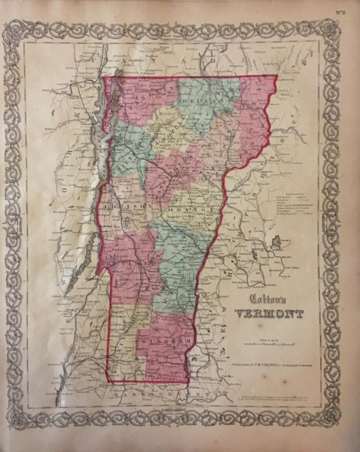 J.H. Colton’s 1859 Atlas Map of Vermont