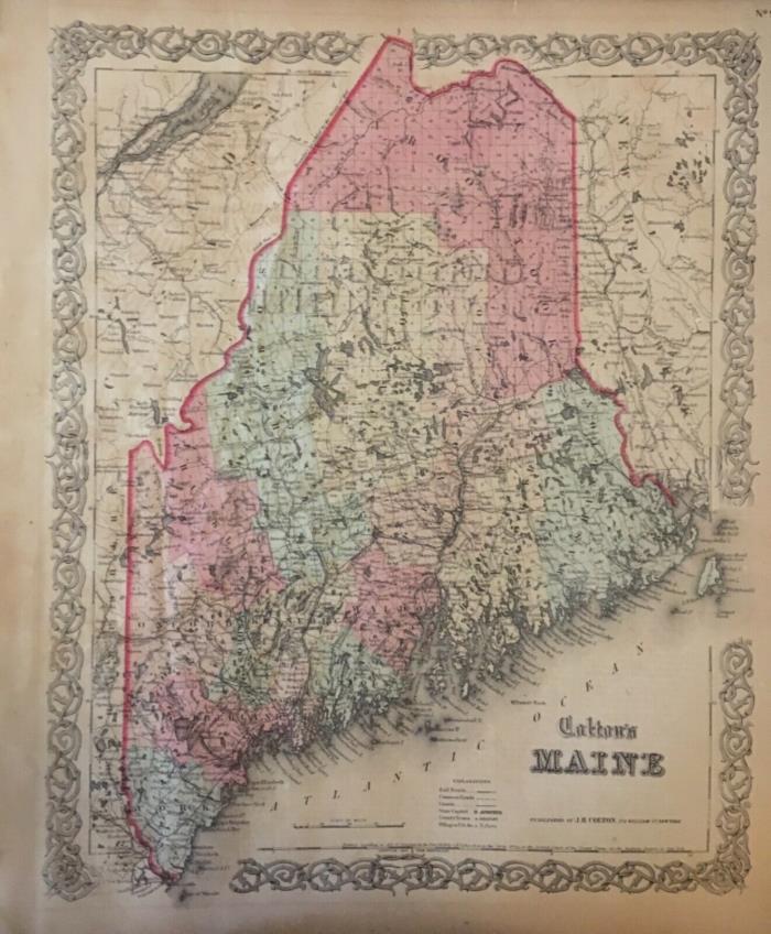 J.H. Colton’s 1859 Atlas Map of Maine