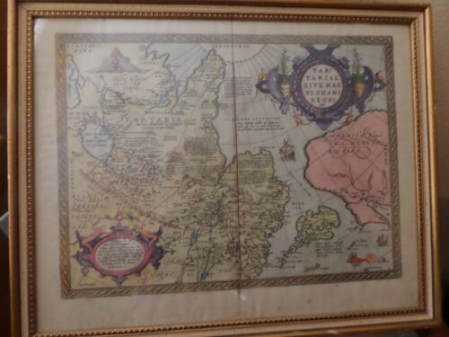 Original Tartariae Sive Magni Chami Regni Typus framed Ortelius colored Map 1574