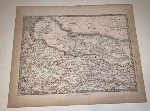 1834 Baldwin Cradock Map India Landmarks Genuine Antique