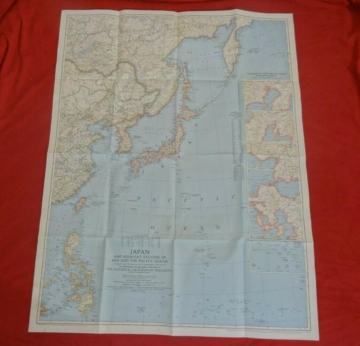 VINTAGE JAPAN AND ADJACENT REGIONS OF ASIA MAP National Geographic April 1944