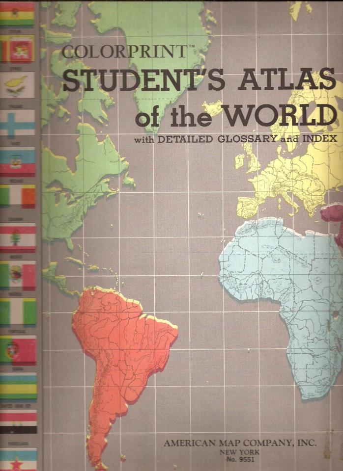 1949 COLORPRINT STUDENT'S ATLAS OF THE WORLD-AMERICAN MAP COMPANY