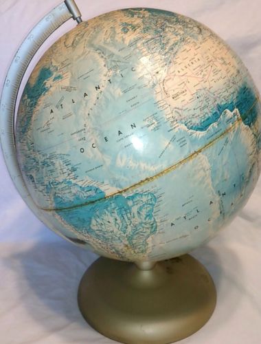 Rand McNally World Portrait Globe Raised Topography Metal Base