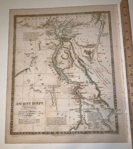 1831 Baldwin Cradock Map Ancient Egypt Landmarks Genuine Antique