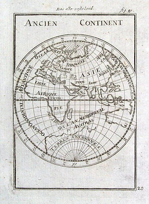 EASTERN HEMISPHERE, OLD WORLD, ANCIEN CONTINENT, Mallet orig. antique map 1719