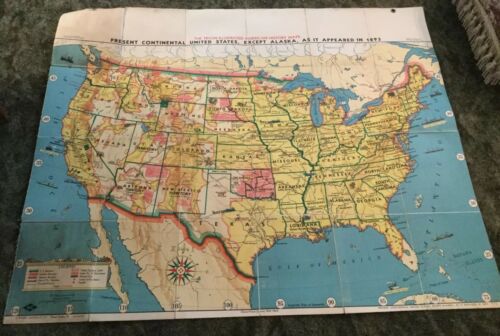 TRYON ILLUSTRATED AMERICAN HISTORY MAP 1893 BY WEBER COSTELLO CO. 39 1/4”X 48”