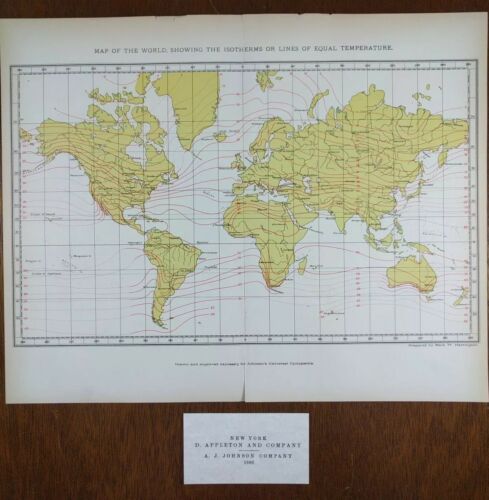 Vintage 1896 ISOTHERMS Map 13