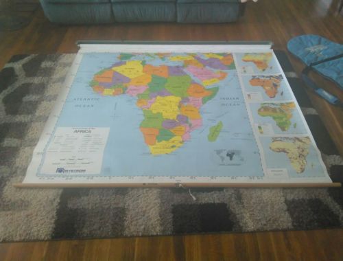 Vintage A.J. Nystrom School retractable Pull Down Map Of Africa political map
