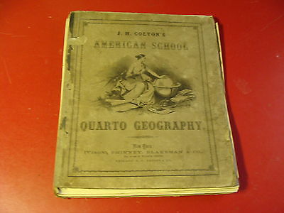 1865 J.H. Colton's American School Quarto Geography W/ 100+ STEEL PLATE MAPS