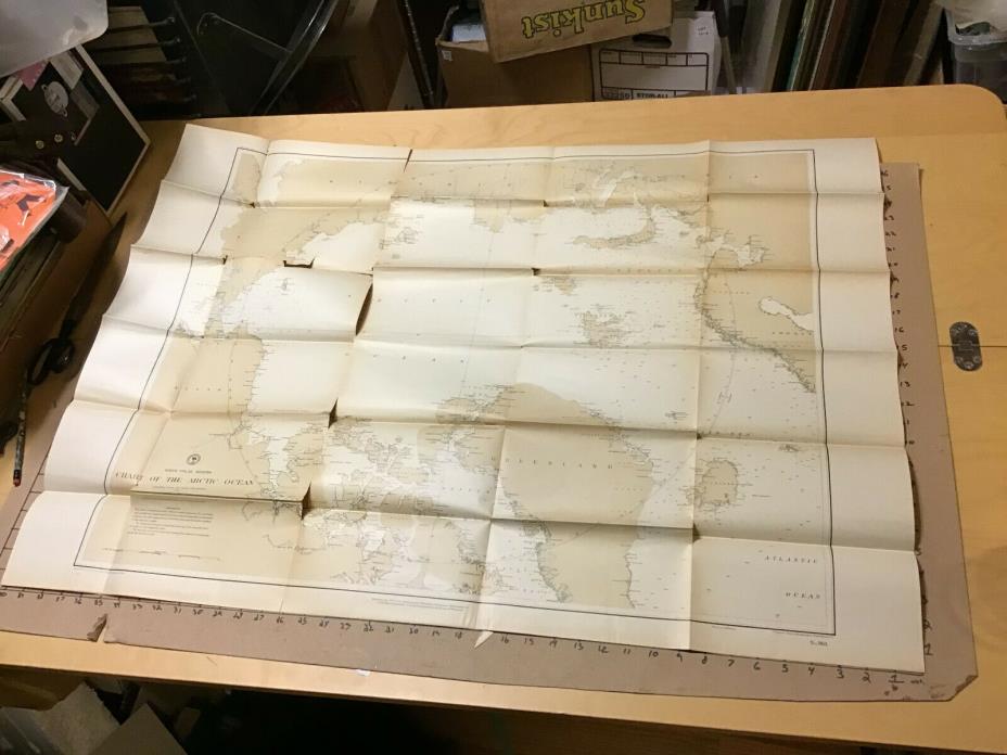 original 1885 CHART OF THE ARTIC OEAN navy chart aprox 28 x 40 inches