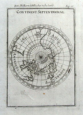 NORTHERN HEMISPHERE WORLD MAP  Mallet original antique map  1719