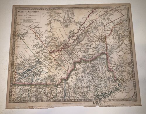 1832 Baldwin Cradock Map North America Canada Landmarks Genuine Antique