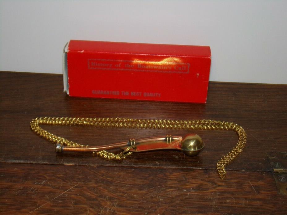 Vintage Boatswain's Call Brass and Copper Whistle in Box