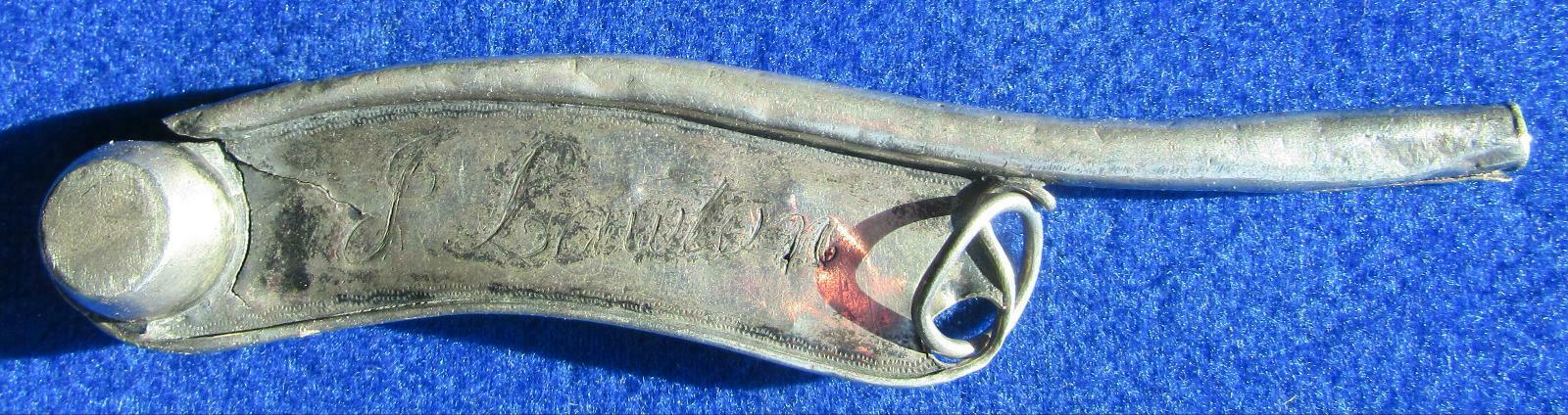 Antique Silver Boson’s  whistle Name and Ship Engraving early 19th cent.