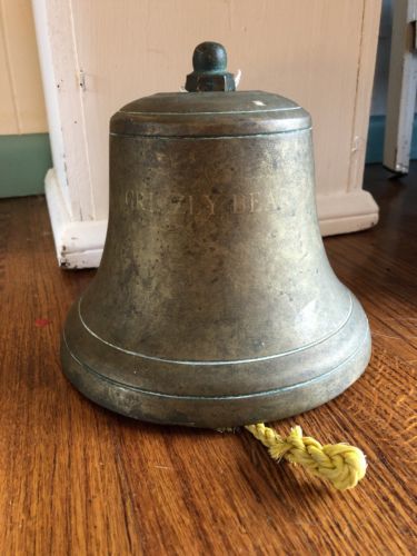 Large Vintage Antique Brass Bronze Ship Bell Grizzly Bear