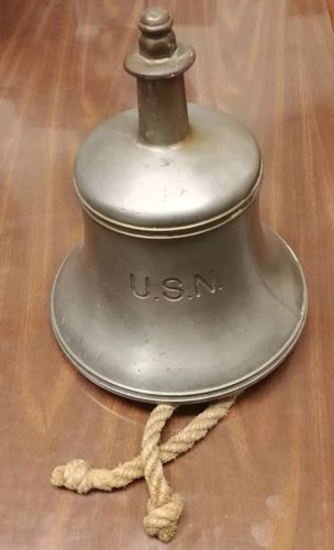 Old USN United States Navy Brass Nickel Plated Nautical Ship Boat Bell