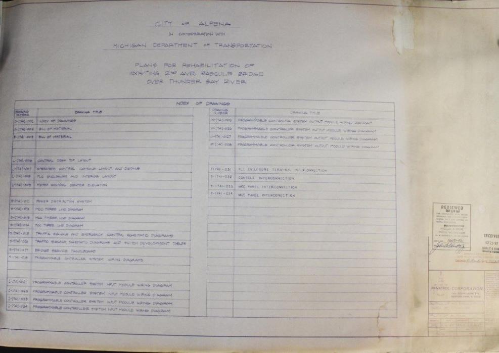 1987 City Of Alpena Michigan Rehabilitation of 2nd Ave Bridge Blueprints