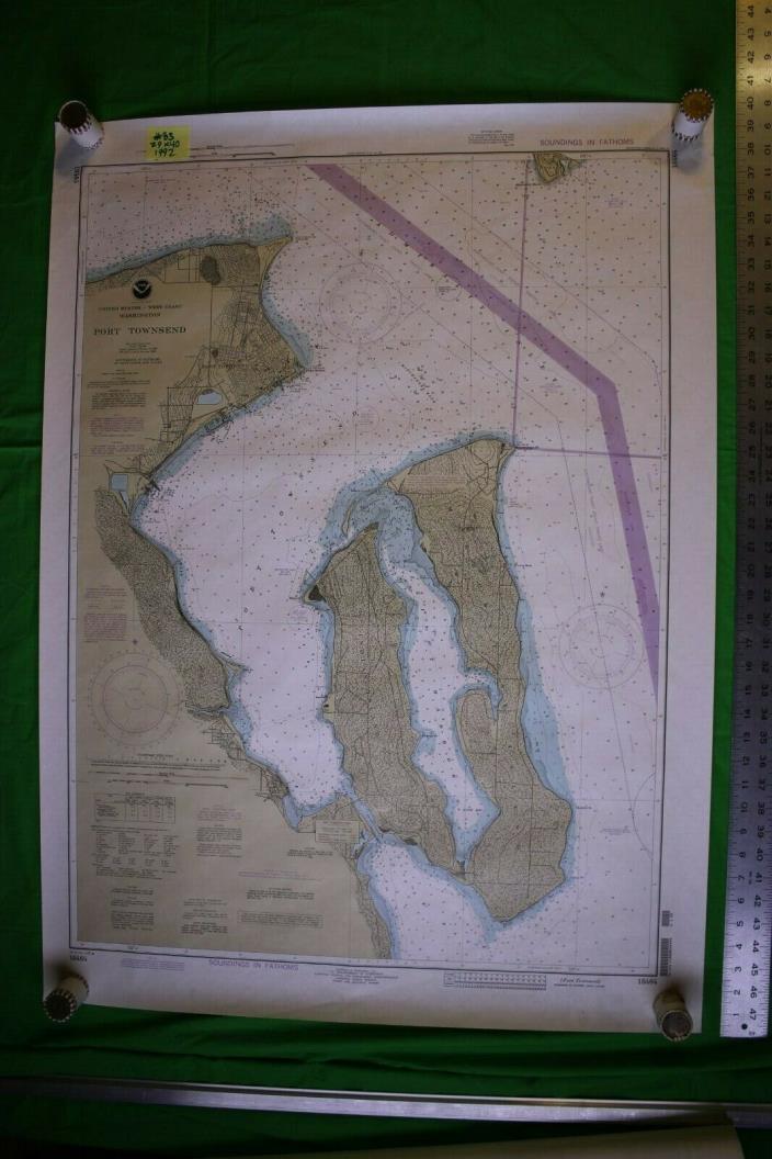Washington West Coast Port Townsend 29x40 Vintage 1992 Nautical Chart/Map
