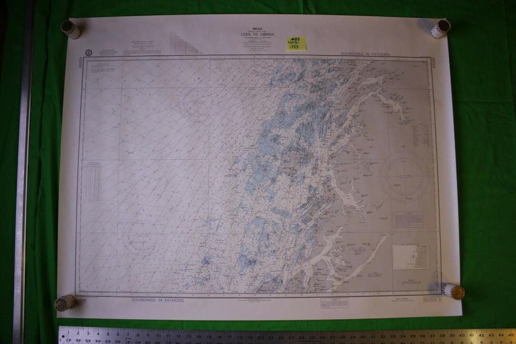 Norway West Coast Leka to Donna 40x31 Vintage 1984 Nautical Chart/Map