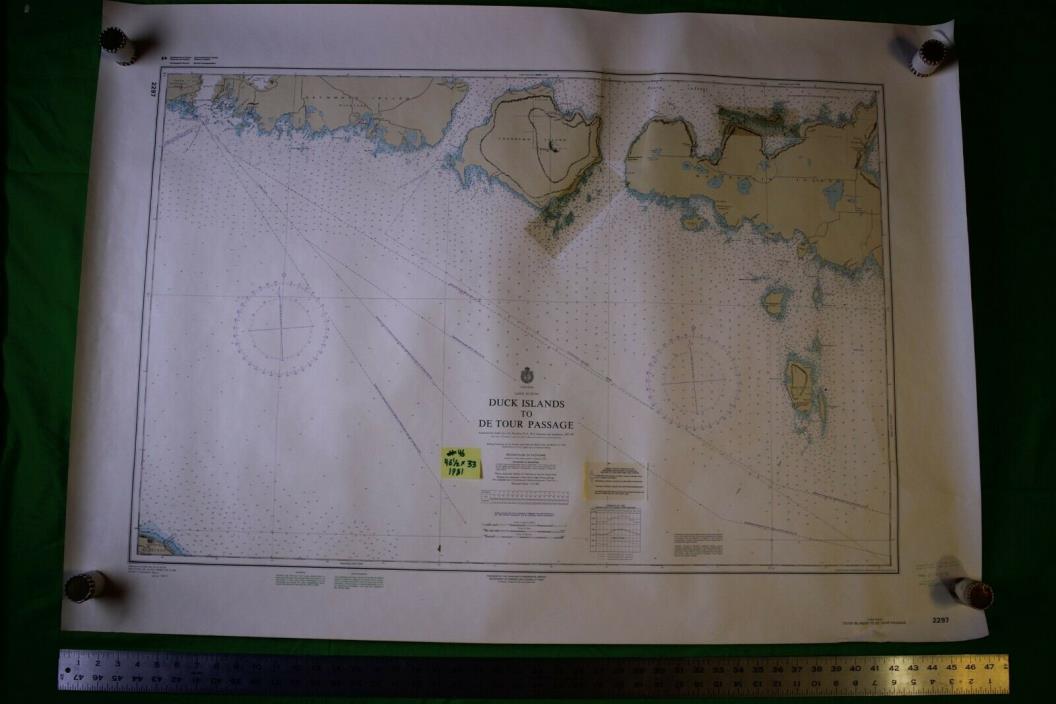 Canada Lake Huron Duck Islands De Tour 46.5x33 Vintage 1987 Nautical Chart/Map