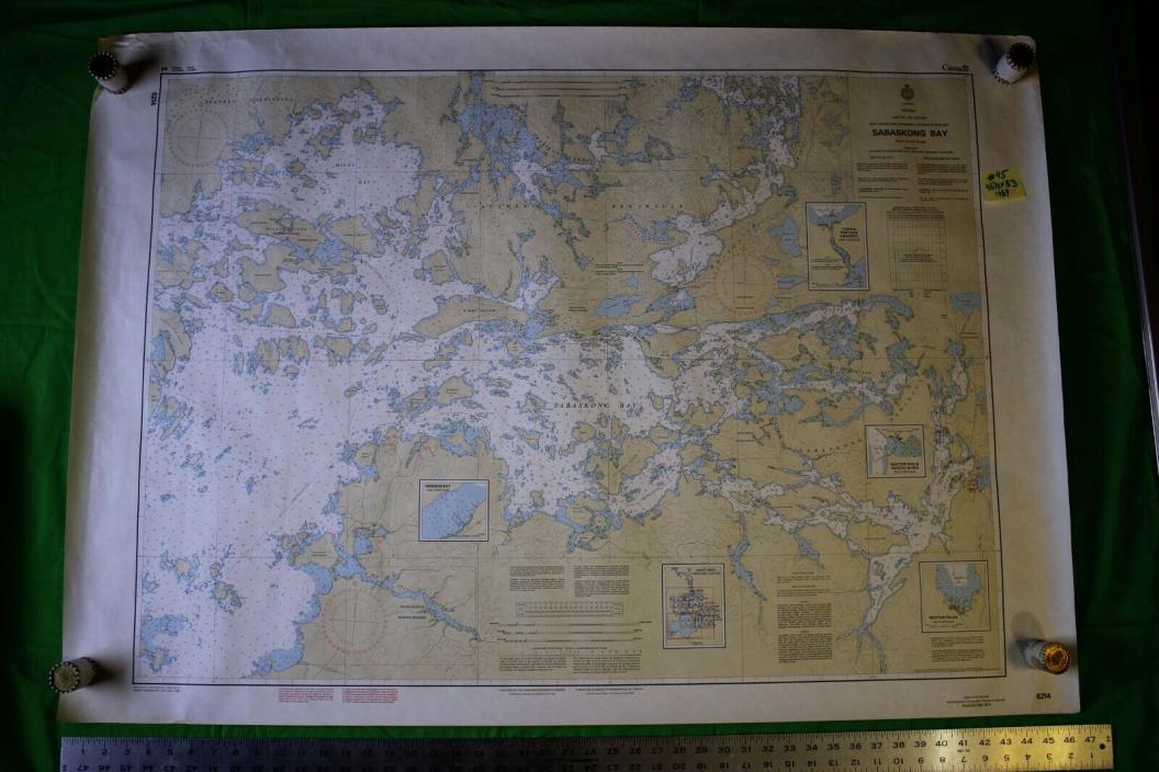 Canada Lake of the Woods Sabaskong Bay 46.5x33 Vintage 1989 Nautical Chart/Map