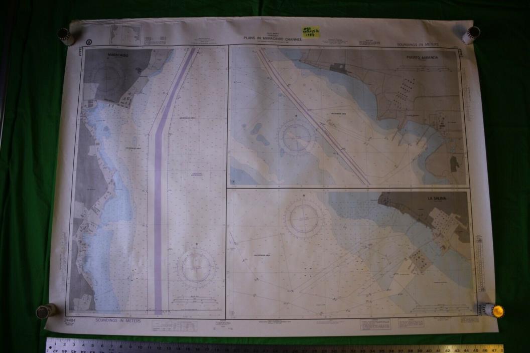 Venezuala - Plans In Maracaibo Channel 47x35 Vintage 1987 Nautical Chart/Map