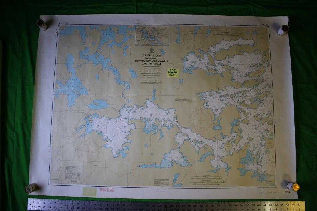 Canada Rainy Lake Northwest Alexandria 46.5x33 Vintage 1981 Nautical Chart/Map