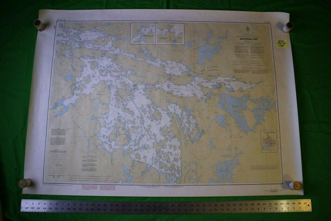 Ontario Lake of the Woods Whitefish Bay 46.5x33 Vintage 1989 Nautical Chart/Map