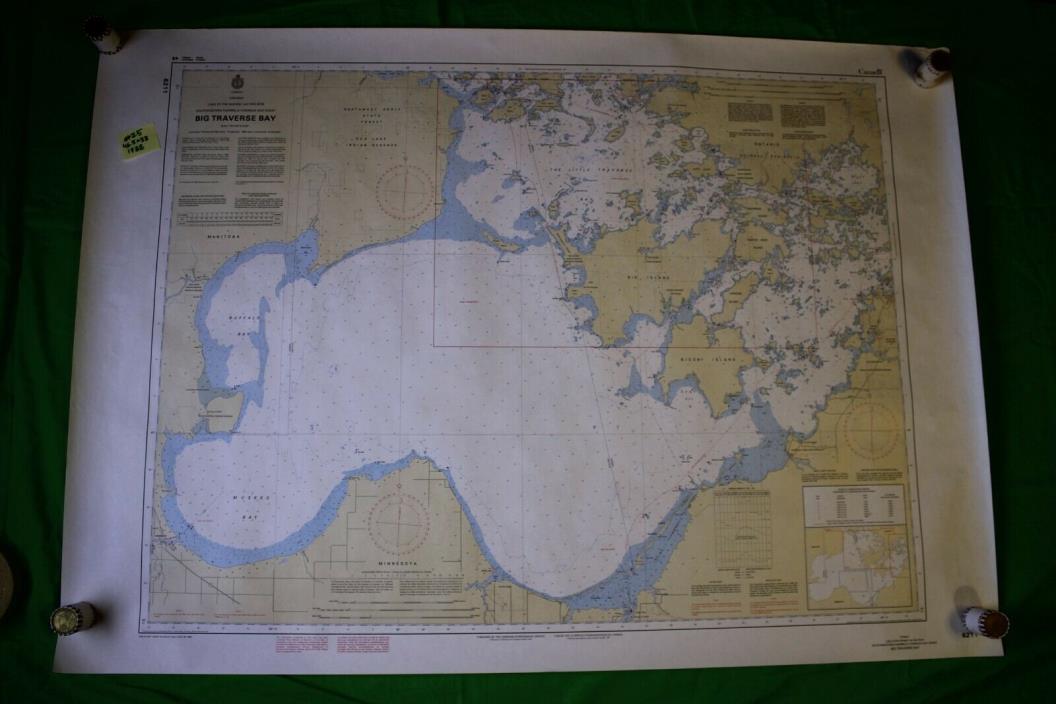 Ontario - Big Traverse Bay - 46.5x33  -Vintage 1988 Nautical Chart/Map