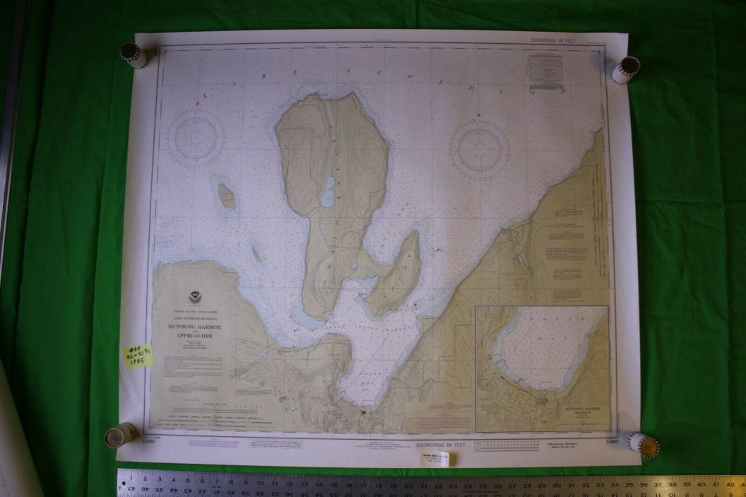 Lake Superior/Michigan Munising Harbor 36.5x31 Vintage 1985 Nautical Chart/Map