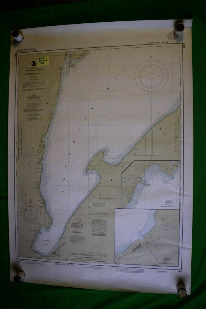 Lake Superior - Michigan - Keweena Bay 44x30.5 - Vintage 1988 Nautical Chart/Map